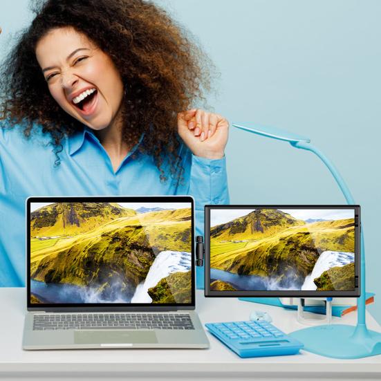 Yousheng 14.1-Inch Portable Extender Display FHD IPS HDMI-compatible Type-C 3.1 Adjustable Computer Laptop Computer Phone Expansion Monitor Screen