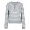 Shop   Women Korea V Henley STripe Season Ls KniT T Gray Frb Wkn260124    