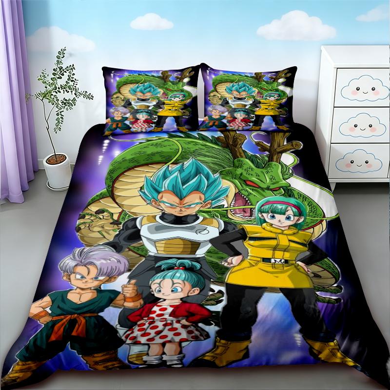 Пододеяльник Dragon Ball Аниме Мягкий Удобный Двуспальный Односпальный Кинг Детский Взрослый Подарок Комплект из Трех Предметов Декоративная Простыня Наволочка