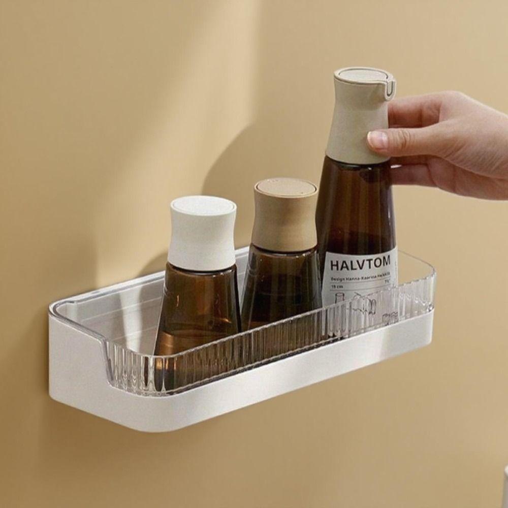 Wall Mounted Toiletries Holder No Nail Bathroom Shelf Bathroom Storage Rack for Shampoo