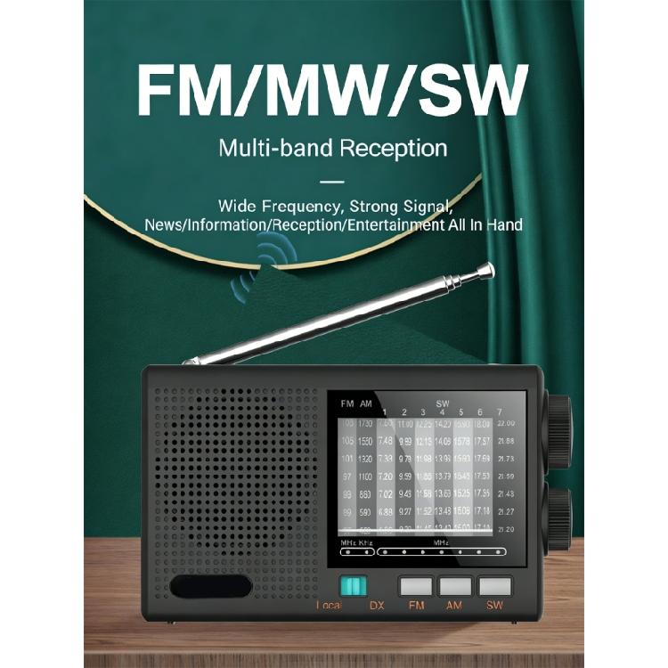 Портативное радио для пожилых людей, AM FM SW MW Диапазоны, Перезаряжаемая батарея, Радио с громким динамиком, Чистый звук