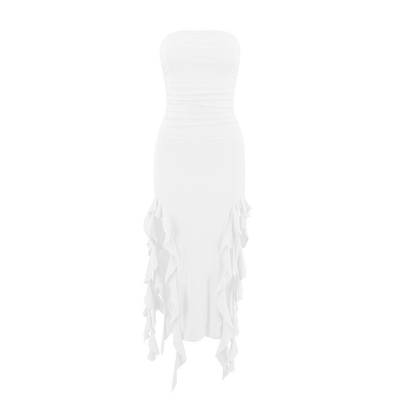 Новое летнее кружевное сексуальное платье с открытыми плечами, женское вечернее платье без рукавов с открытой спиной и оборками, элегантное вечернее платье с высокой талией, клубные платья 24387