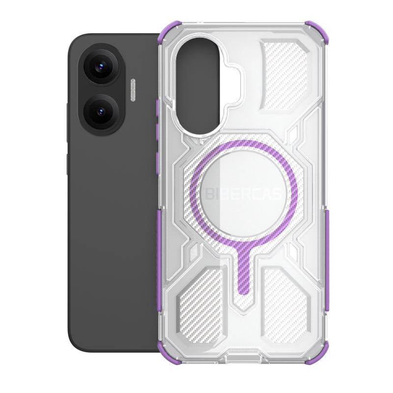 BIBERCAS Прозрачный Магнитный Чехол Для Xiaomi Poco F7 Redmi Turbo 4 Pro 5G Беспроводная Зарядка ТПУ Рамка Пластиковая Задняя Крышка Телефона