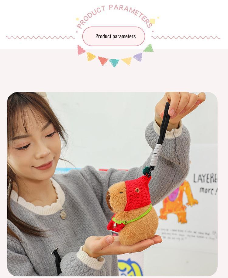 Плюшевый брелок в виде капибары – Очаровательный вязаный подарок с уличного прилавка