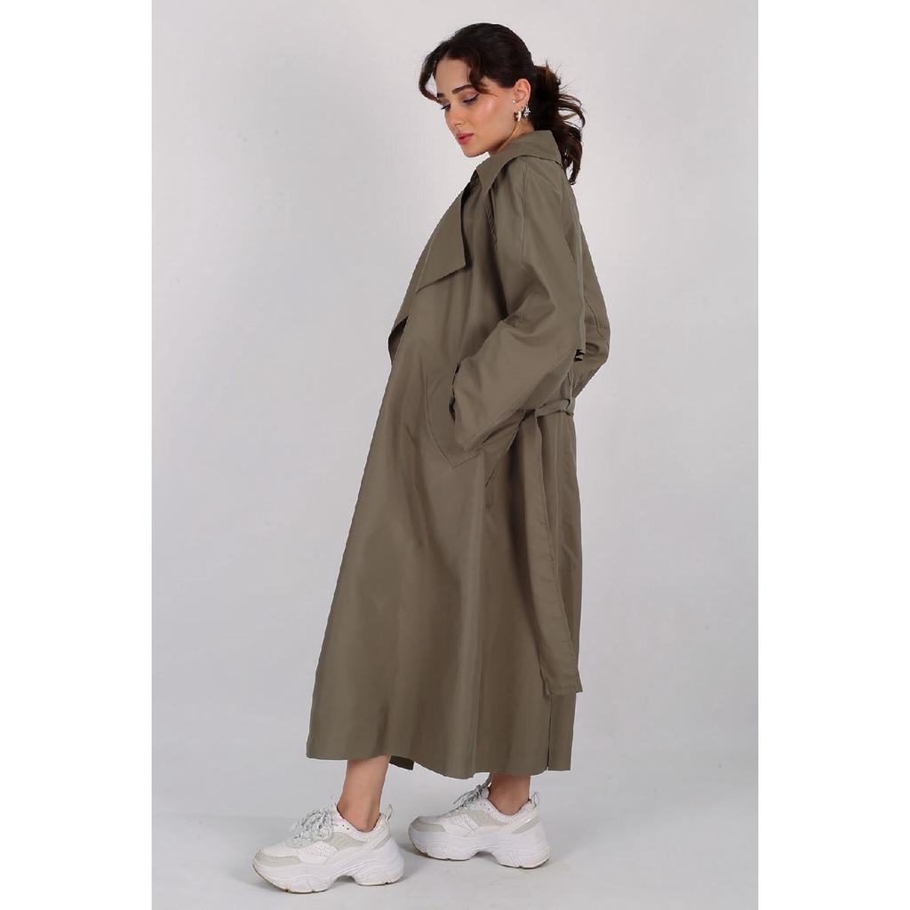 Women's Beige Belted Seasonal Trench Coat
