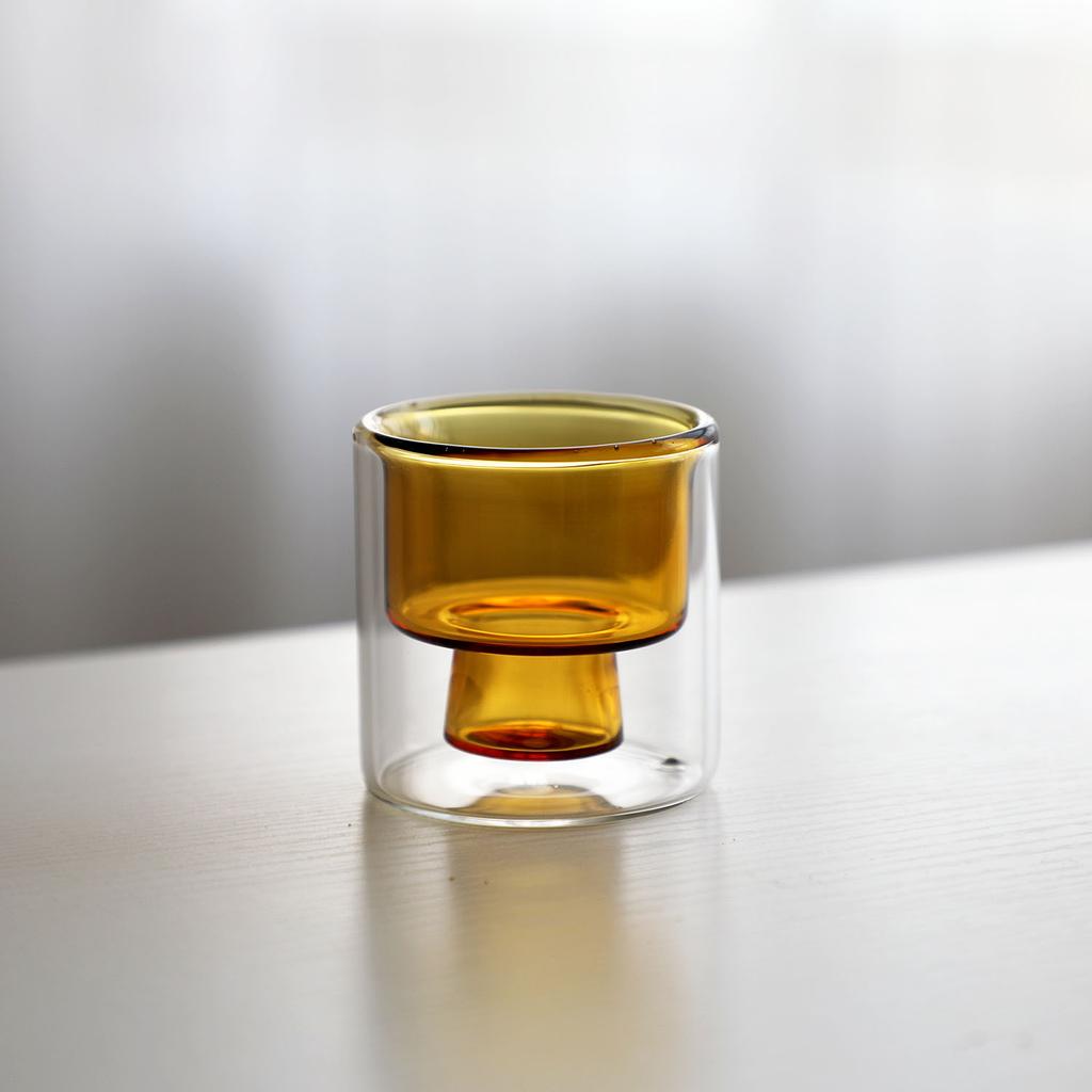 High Borosilicate Double-deck Glass Coffee Cup High Temperature Resistance Color Inner Liner Espresso Cup Insulated Coffee Cup