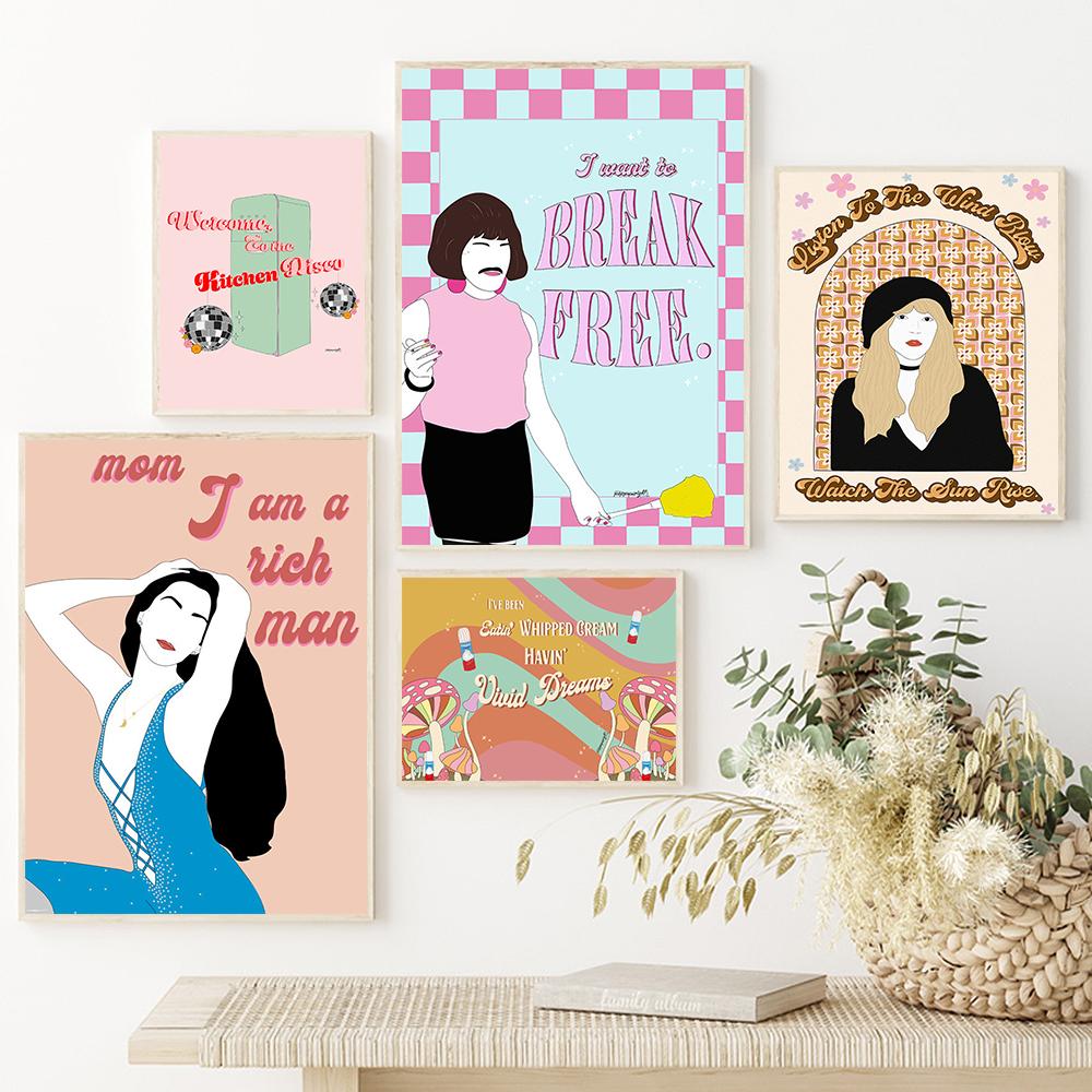 Funky Groovy феминизм принт плакат королева стены книги по искусству мама я богатый человек цитата холст картина кухня дискотека фреска клуб домашний декор