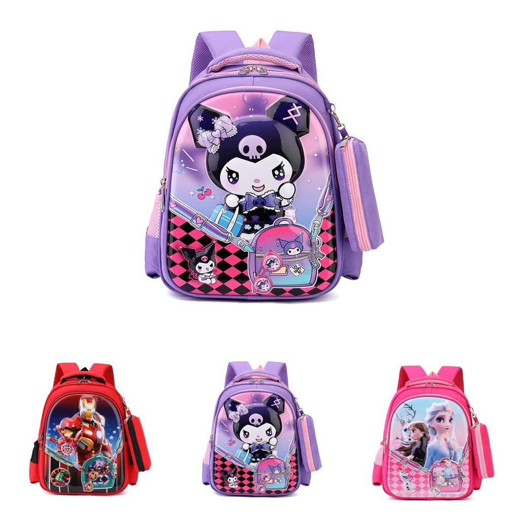 Kuromi Cartoon School Backpack With Oxford Fabric For Elementary School Kids