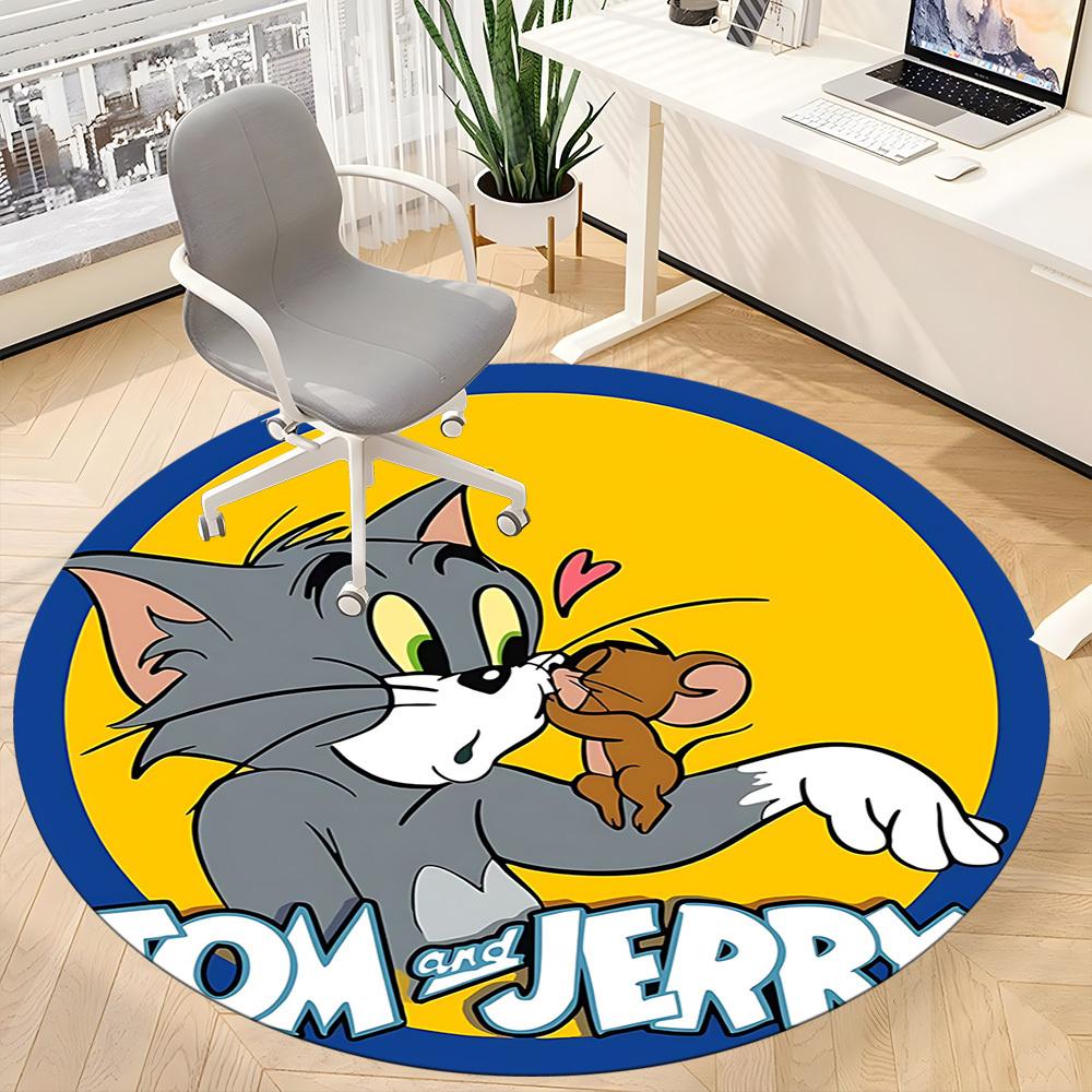 1pc Tom Jerry Office Round Area Rug, Under Office Chairs Bedroom Living Room Home Decor, Room Decoa1016105