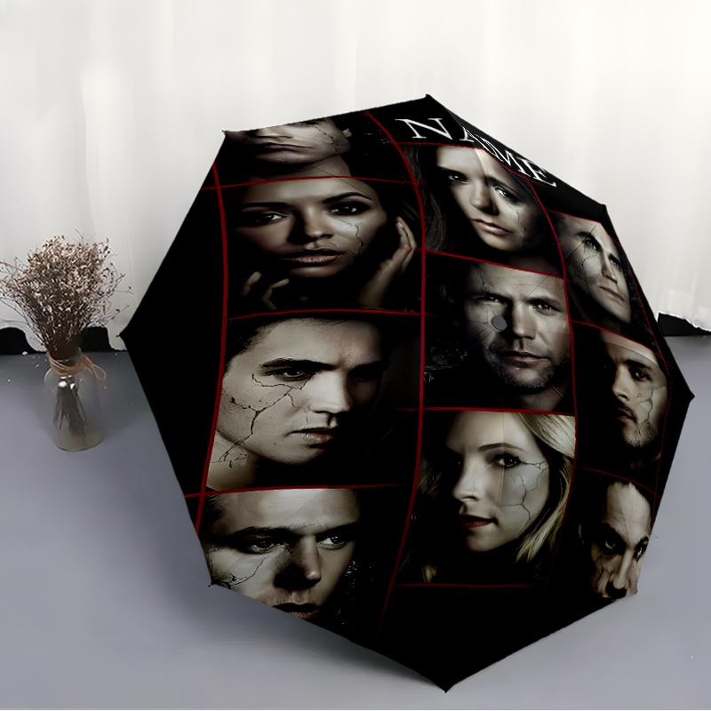 Personalized Name V-Vampire Diaries Print Umbrella - Automatic Open/Close, Eight-Rib Durable Frame, Automatic Folding Umbrella