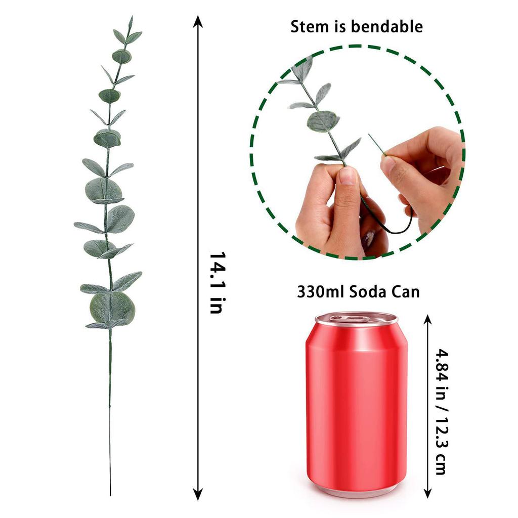 Flocked Eucalyptus Artificial Flower Arrangement - Gold, Silver, White, Black, Frosted Green Hanging Decor