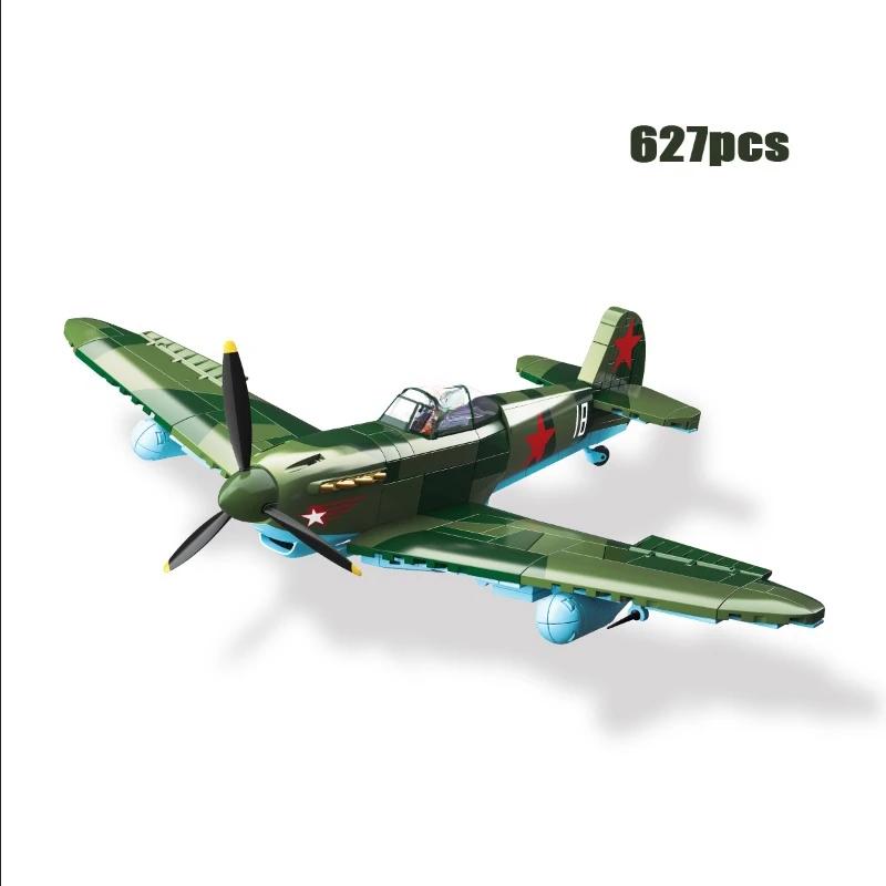 STEM Конструктор Истребитель Самолет La-7 Spitfire Як-1Б Bf-109E Самолет Технические Кирпичики Детская Игрушка подарки на день рождения