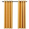 VidaXL Blackout Curtains Linen Look with Eyelets 2 Pcs Yellow 140x175 Cm