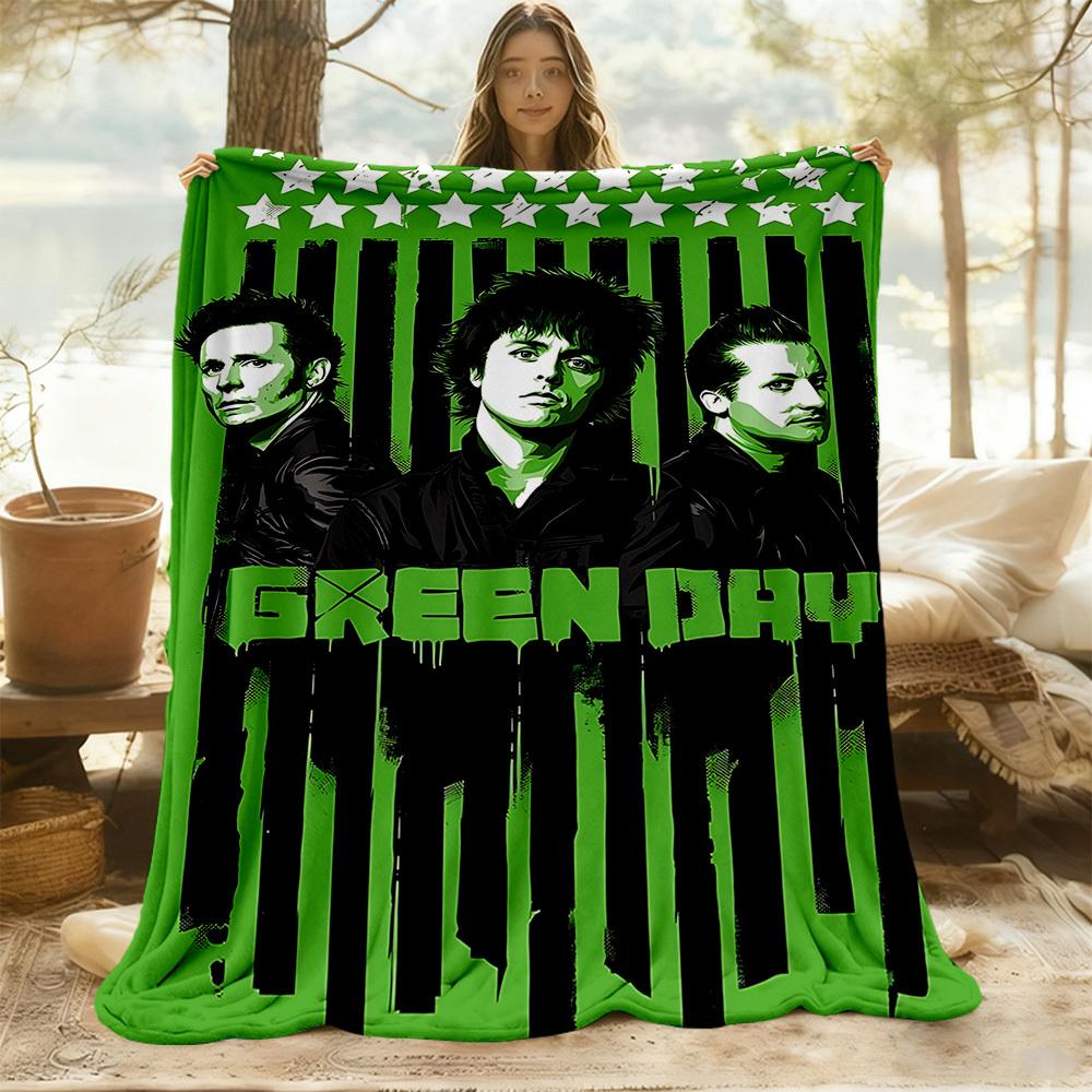 1 шт. Плед Green Day для улицы, легкий, фланелевый, мягкий и теплый, для использования в любое время года, для дивана, улицы, кемпинга, гостиной, офиса, стула