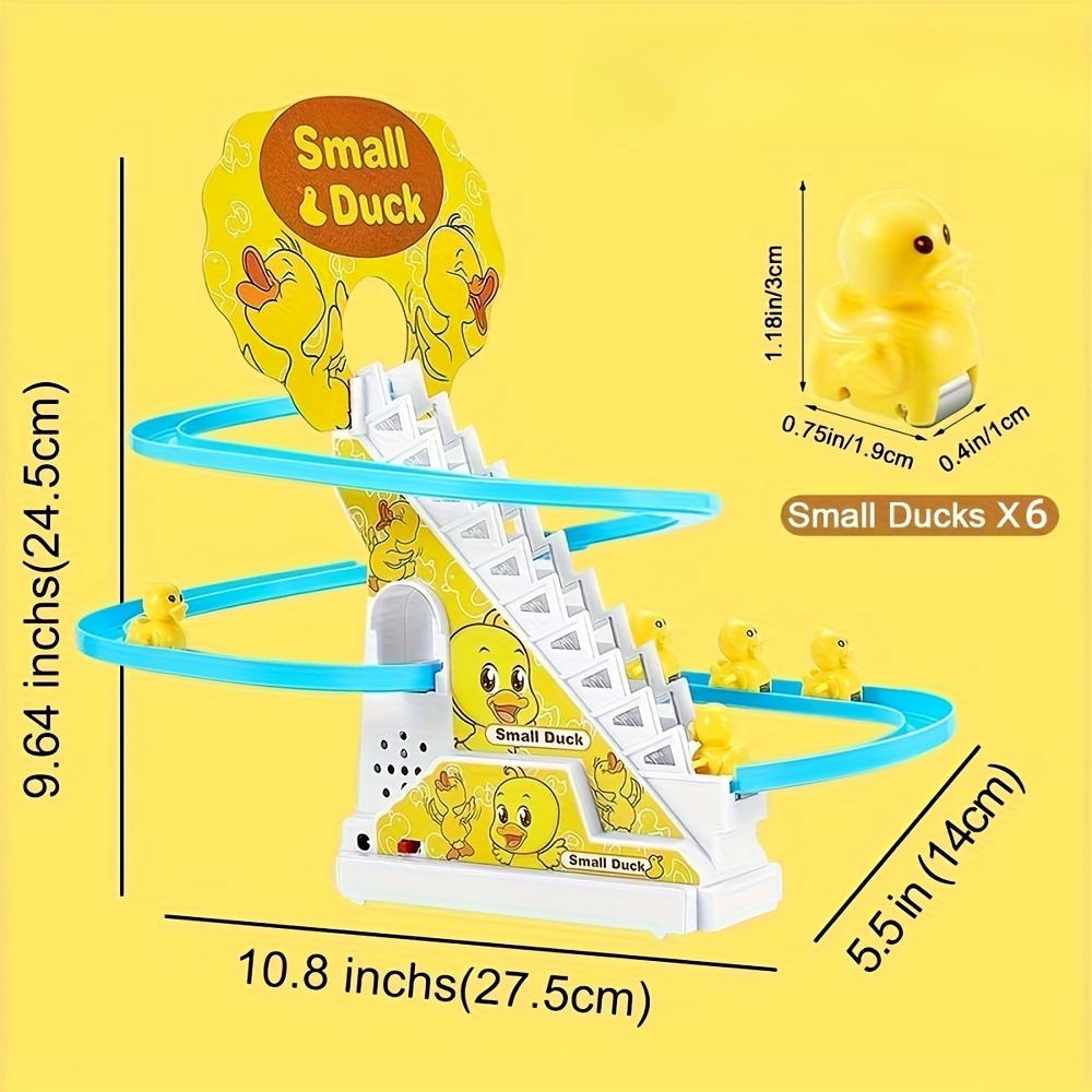 6-Piece Duckling Stair Climbing with Lights and Music, Fun and Cute Duck Slide Toy Set, Easter Gift for Children, Plastic, Yellow.