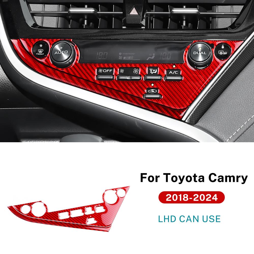 For Toyota Camry 2018 2019 2020 2021 2022 Real Soft Carbon Fiber LHD Car Central Control Button Frame Interior Trim Accessories