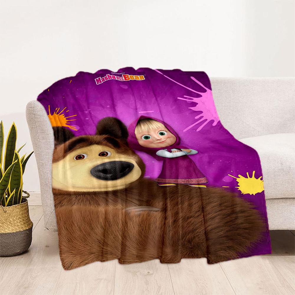 Masha Bear Blanket Soft Warm Cozy Suitable for Picnics Seaside Chair Four Seasons Multipurpose Playful Design Best Holiday Gift for Friends Family