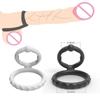 Silicone Double Penis Rings Cock Ring Testicle Cage Dick Condom Bondage Erection Premature Ejaculation Delay Sex Toy For Men