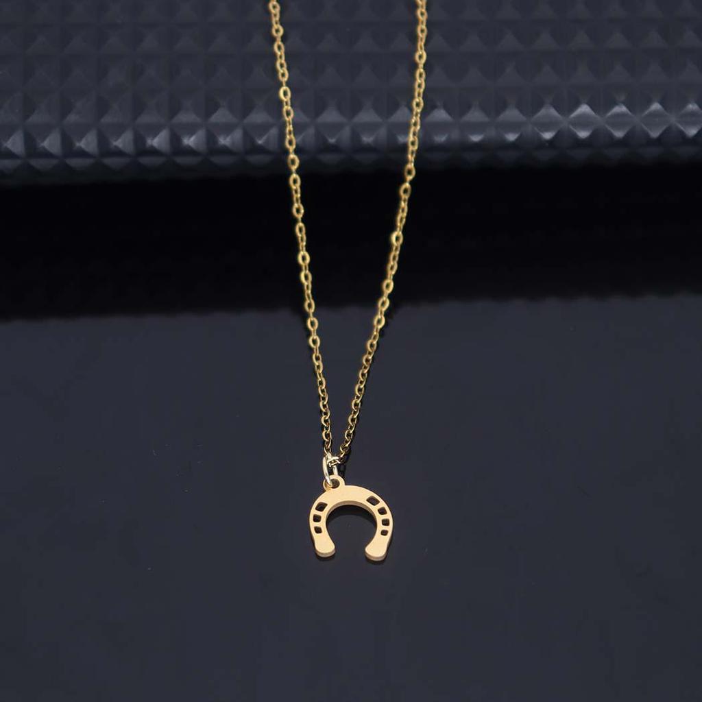 Elegant Horseshoe Pendant Necklace for Women - Stainless Steel Clavicle Chain