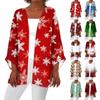 Women's Casual Fashion Caot Christmas Print Lightweight Medium Length Jacket Cardigan