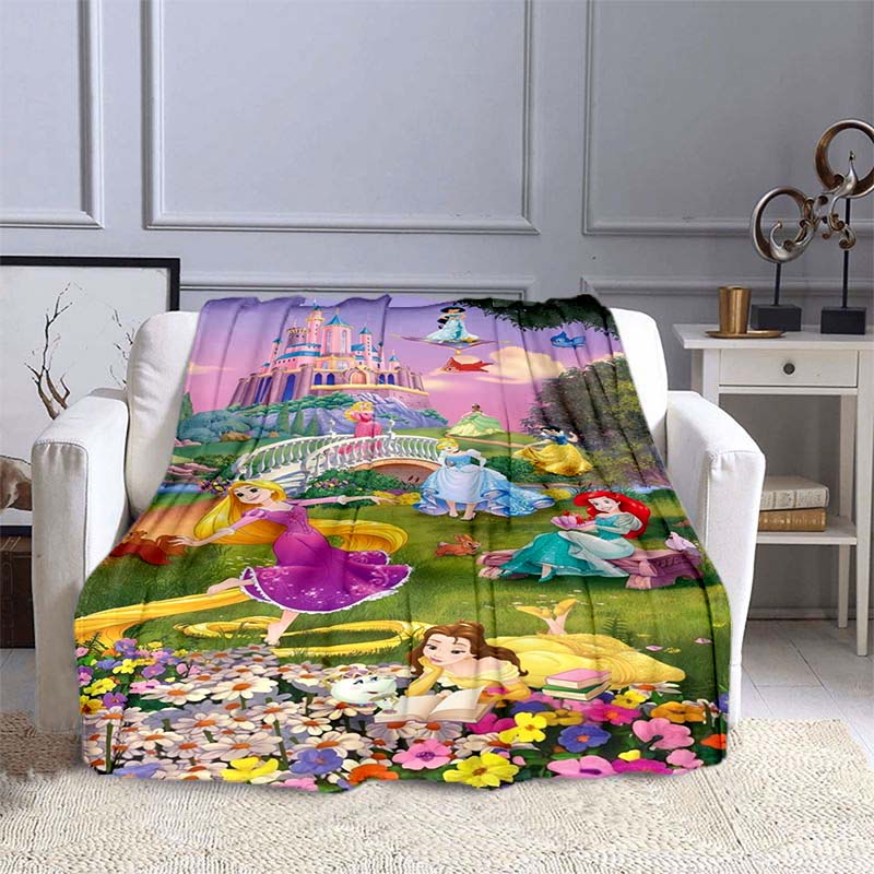 Exquisite princess cartoon flannel blankets can be customized, suitable for beds, bedrooms, sofas, picnics, outdoor leisure nap