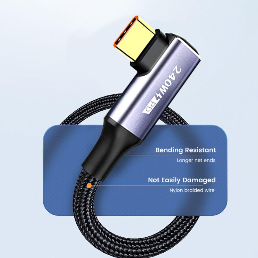 90 Degree Mobile Phone Laptop PD 240W 48V 5A USB C Fast Charging Cable Type-C Data Cord