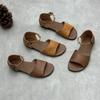 Handmade Genuine Leather One-strap Sandals Summer Flat Open-toe Shoes Soft Cowhide Women's Sandals