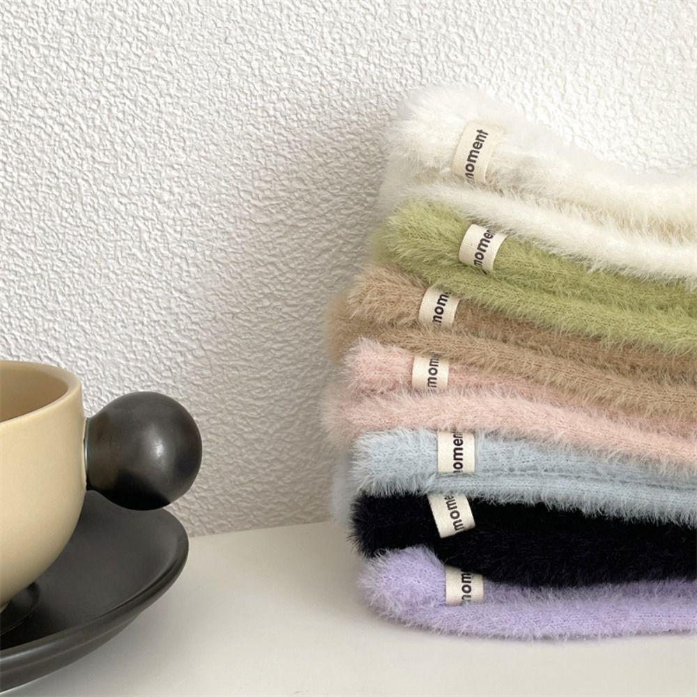 Warm Mink Cashmere Socks Solid Color Cotton Socks Fashion Velvet Socks  Women
