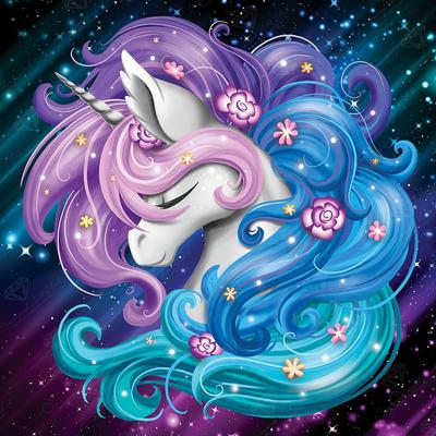 DIAMOND ART CLUB Aurora Unicorn Diamond Painting Kit Fantasy Diamond Canvas Round 5D Diamond Art Kit для взрослых и всех возрастов xx 13" 13" (33 33см)