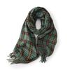 Autumn and Winter New Korean Style Plaid Scarf for Women Versatile Mid Length Shawl for Women  Imitation Cashmere Tassel Scarf