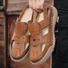 Модная дышащая летняя обувь, удобная кожаная мужская повседневная обувь, уличные мужские сандалии ручной работы с перфорацией, пляжные балетки быстросохнущие, римская обувь