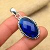 Blue Sapphire Lab-Created Gemstone Handmade 925 Solid Sterling Silver Jewelry Pendant