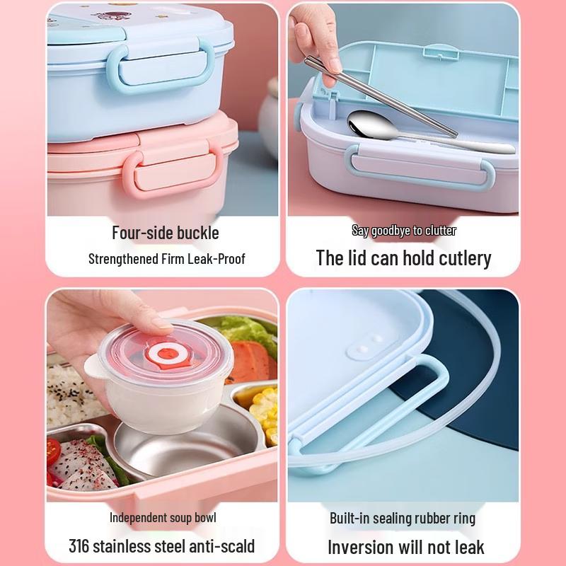 Kids' 316 Stainless Steel 4-Compartment Insulated Lunch Box