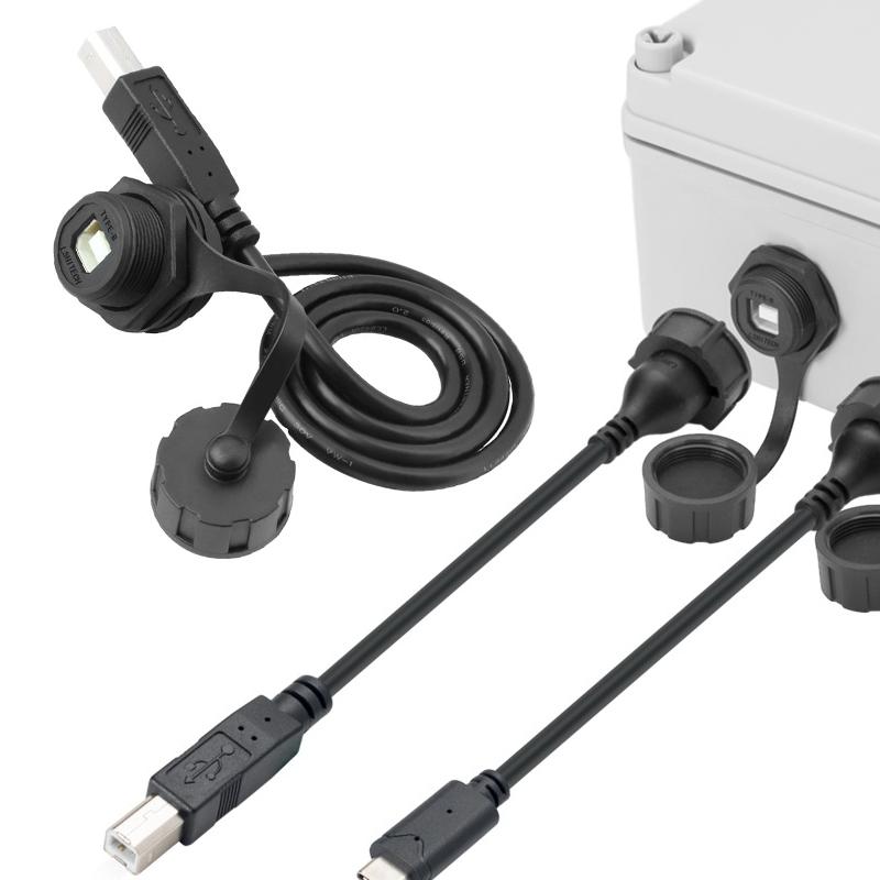 LB20 Industry Plug Female Socket 3D Printer Panel Mount Panel Type B Data Adapter USB Connector 0.3 0.5M 1M Cable Extension Wire