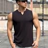 Мужской летний жилет для фитнеса с v-образным вырезом, облегающие майки без рукавов, однотонный ребристый баскетбольный тренировочный жилет для упражнений