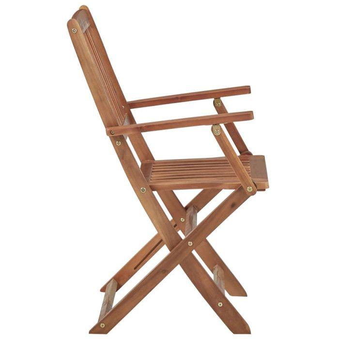 Chaises pliables d'extérieur - Bois d'acacia massif - Marron - Contemporain