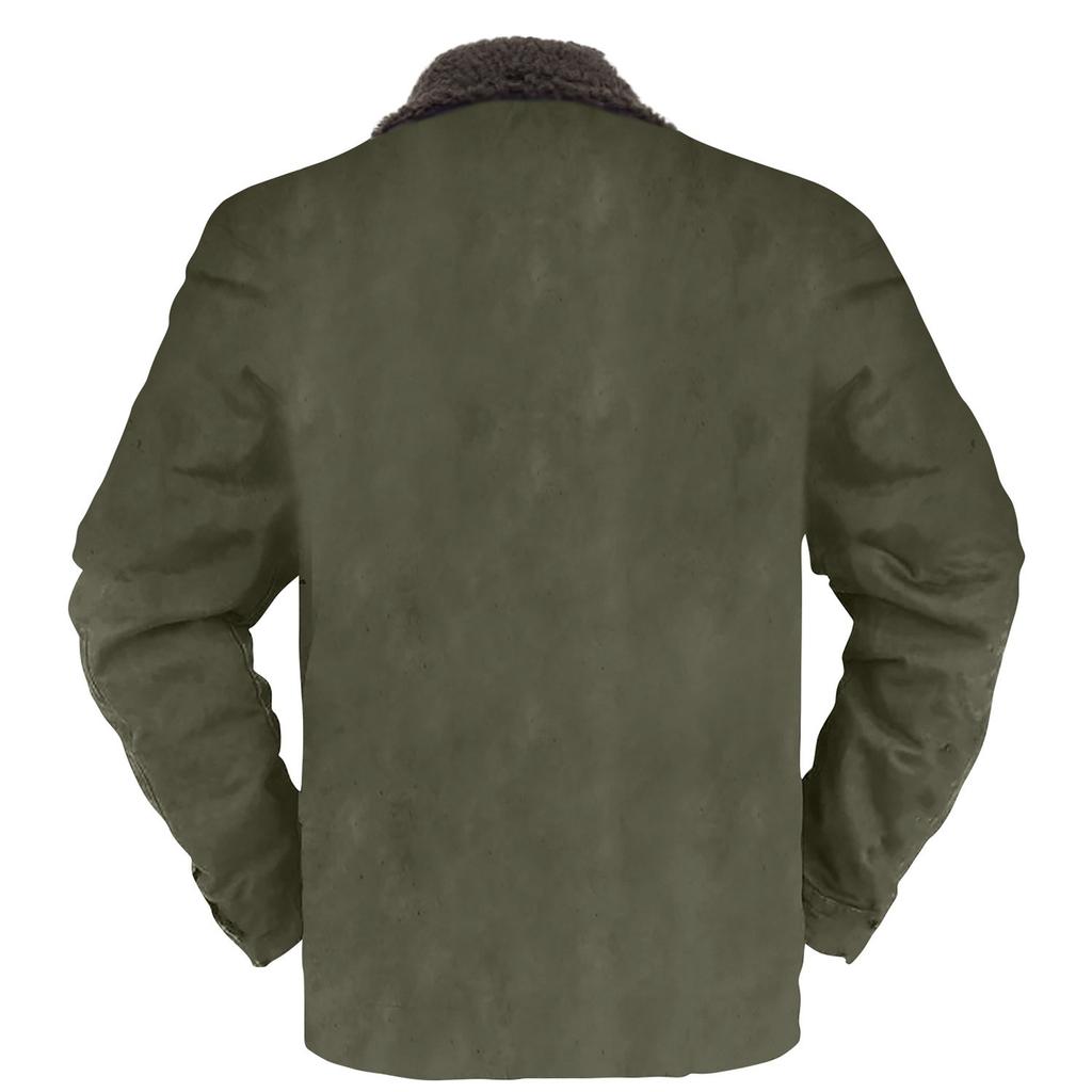 Men's Winter Halloween Casual Print Long Sleeve Button Thick Coat