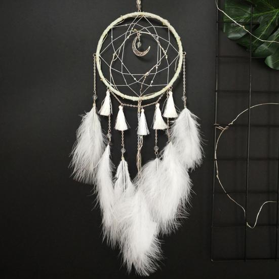 Dream Catcher Eye-catching Creative Shape Iron Ring LED Moon Dream Catcher Wall Art Ornament for Home