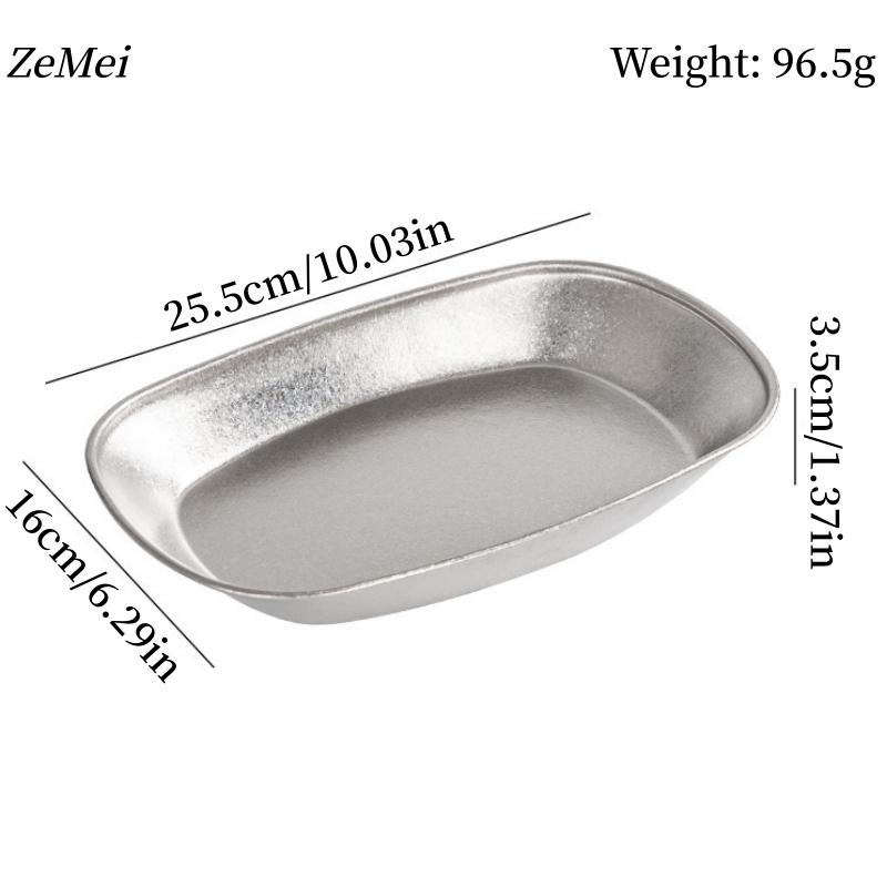 10 inch Pure Titanium Rectangle Dinner Plate,Heat-Resistant Home Salad Plate Dinner Dishes Dessert Tray Tableware,Kitchenware