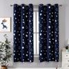 Room Darkening Curtains with Silver Star Moon for Boys Nursery Bedroom Blackout Kids Curtain Grommet Thermal Insulating Drapes