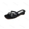 Fashion Elegant Rhinestone Cross Strap Square Head Sandals Women's Summer 2025 Fashion Breathable Cool Slippers Comfortable Beach Drags