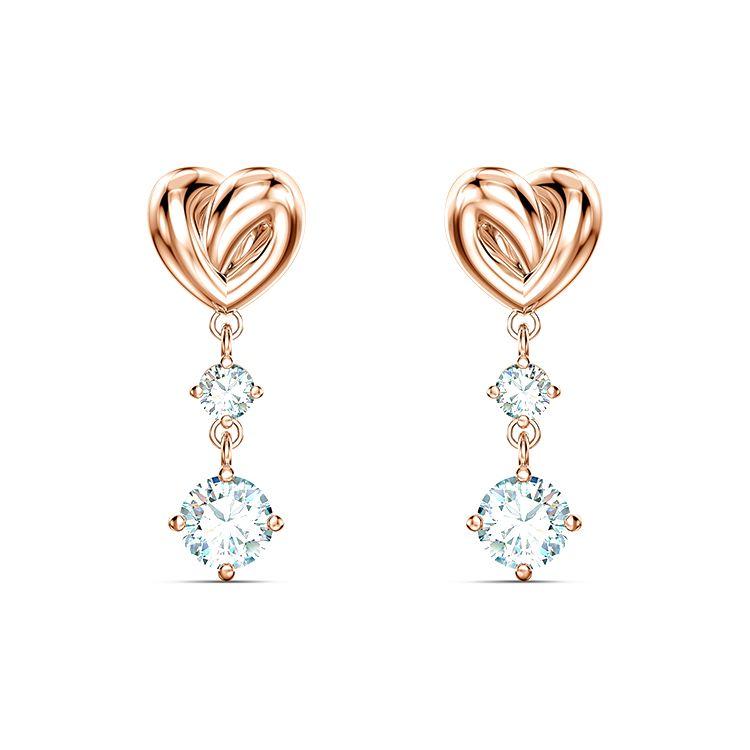 Swarovski Сердце на всю жизнь Любовь Искрящиеся Романтические Серьги-Узел Женские серьги Белое Розовое Золото 5517942