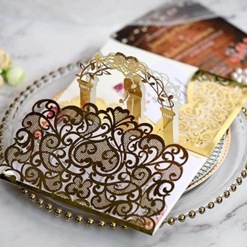 10 Pack 3D Pop Up Cards with Unique Bride & Groom Holding Hand Design Wedding Invitations Anniversary for Bride and Groom In Wedding Party