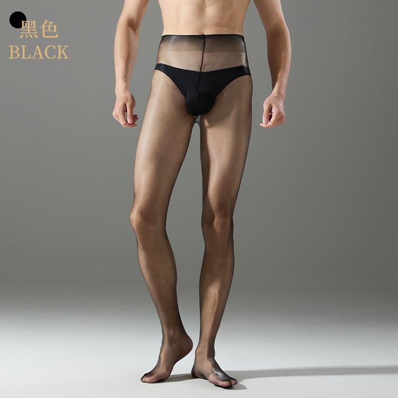 Ультратонкие Мужские Чулки Сексуальные Прозрачные Аврора Масляные Блестящие Без Пояса На Одной Линии Промежности Колготки Эротический Чехол для Пениса Мешочек