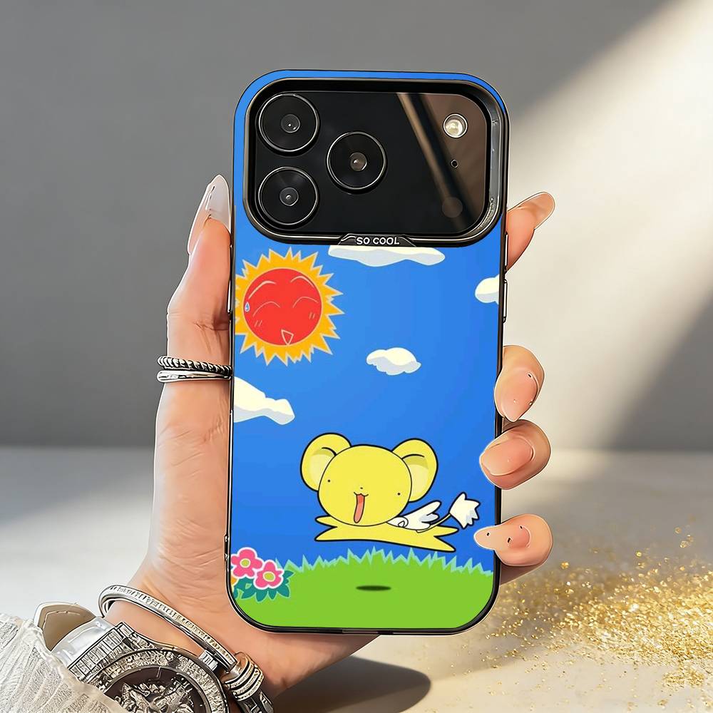Чехол для телефона Card Captor Sakura для iPhone 17, 16, 15, 14, 13, 12, 11, Pro, MAX, Серый Матовый Силиконовый, Черный Чехол