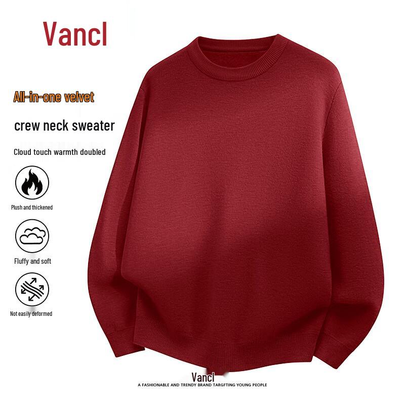 VANCL Men's Fleece-Lined Crew Neck Sweater
