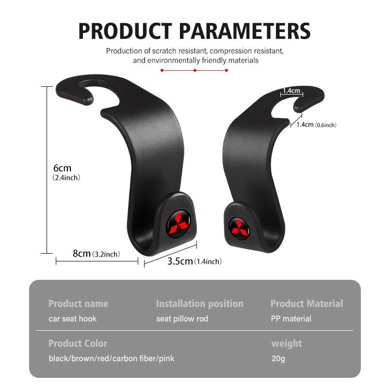 cxdjmy1 For Mitsubishi Car Seat Headrest Hook Organizer Hanger Interior Accessories Outlander Lancer L200 ASX Pajero Grandis Eclipse