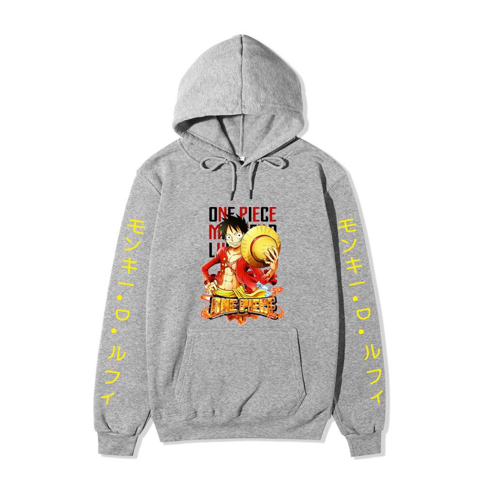 Monkey D. Luffy Unisex Hooded Sweatshirt Anime Graphic Print Fleece Lined Warm Loose Long Sleeve Casual Pocket Hoodie