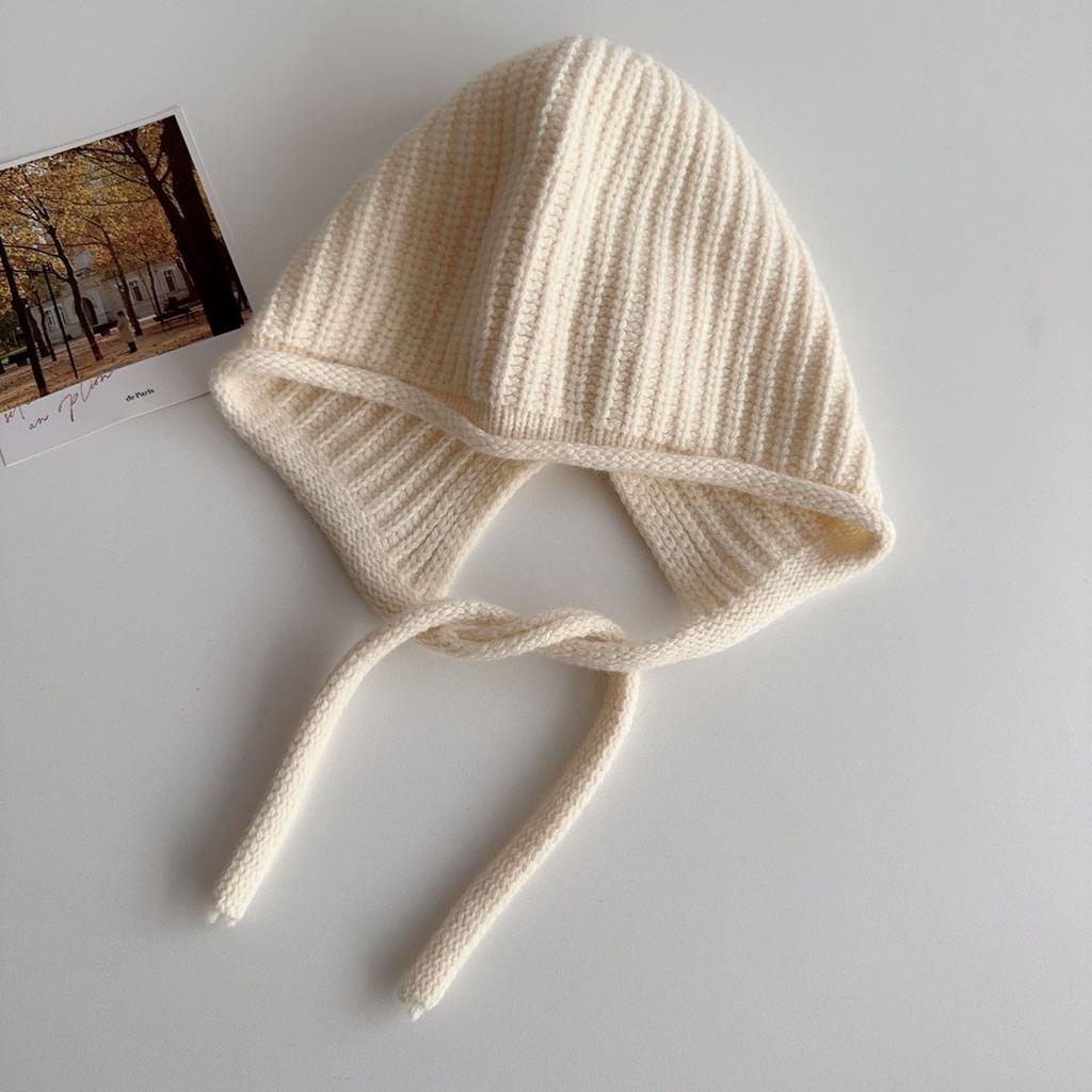 Шапка-балаклава из чистой шерсти Женская красная рождественская вязаная шапка с защитой ушей Маленькая теплая шапка, подчеркивающая лицо