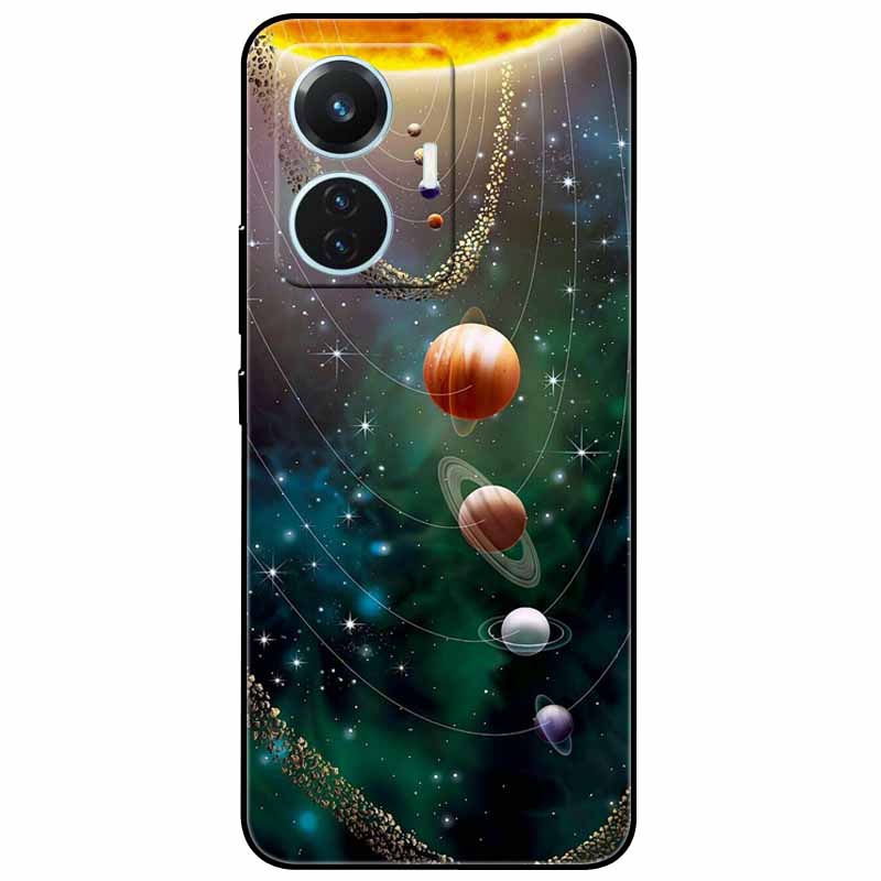 Чехол для vivo T1 4G V2153 Чехлы ТПУ Черный Силиконовый Звездная Луна Чехол для vivo T1 44W Чехол Ударопрочный Мягкий X100 Pro Корпуса